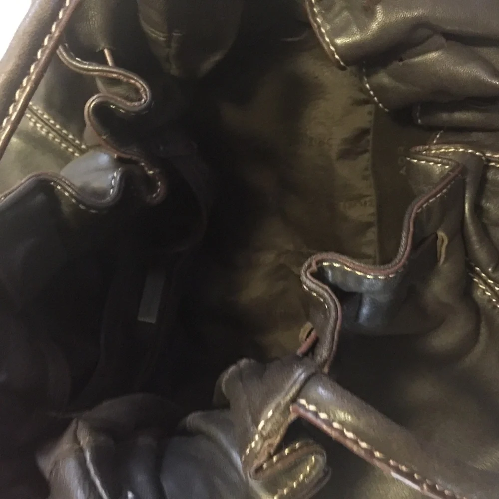 Adrienne Vittadini Black Leather Hobo Bag with Contrast Stitching